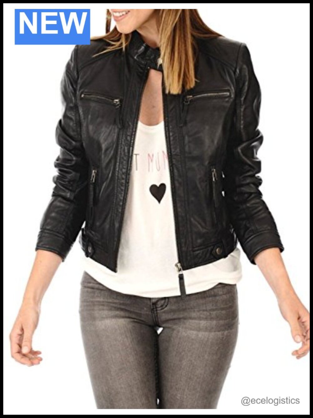 Lambskin Leather Biker Moto Jacket Fitted Asymmetric Zip